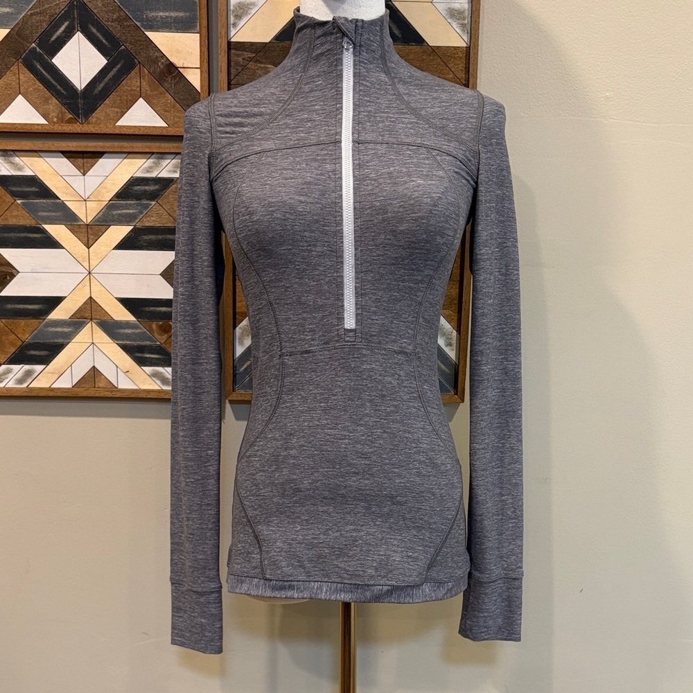 Lululemon Define Pullover Half Zip Long Sleeve Jacket Heathered Slate Grey 2 EUC
